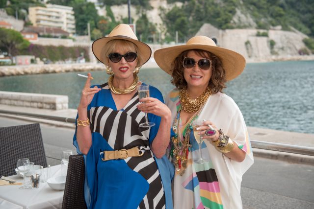 Joanna Lumley as "Patsy" and Jennifer Saunders as "Edina" in the film ABSOLUTELY FABULOUS: THE MOVIE. Photo by David Appleby. © 2016 Twentieth Century Fox Film Corporation All Rights Reserved